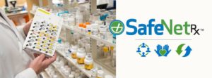 SafeNetRx logo and image of medications