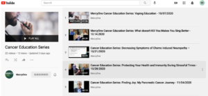 Capture d'écran de la liste de lecture de la série d'éducation sur le cancer de Mercy One sur YouTube